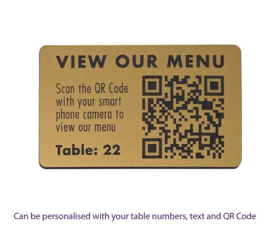 QR Code Table Number 100 x 60mm