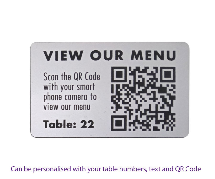 QR Code Table Number 100 x 60mm