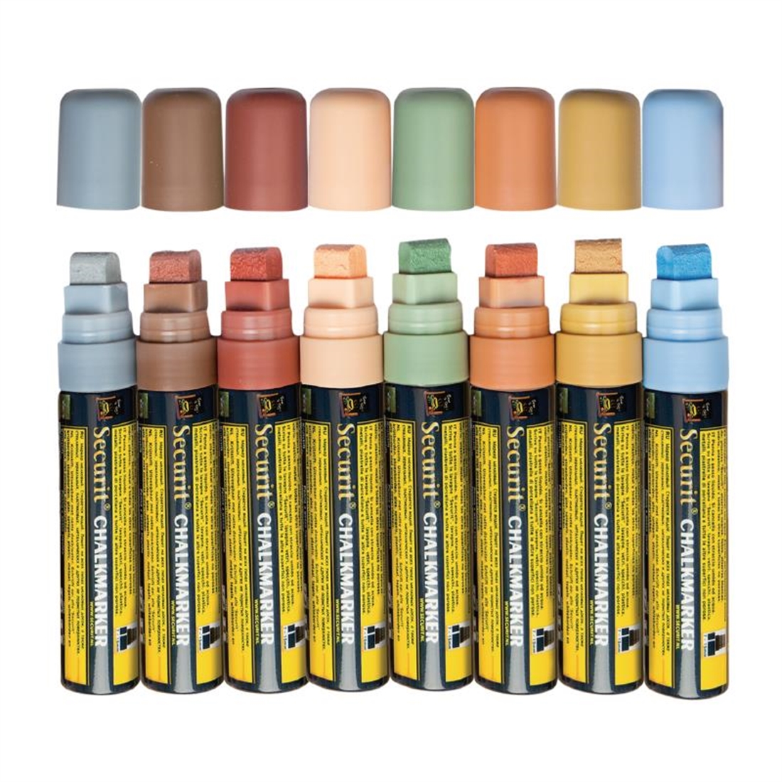 Set of 8 Securit 15mm Liquid Chalk Pens Assorted Earth Colours