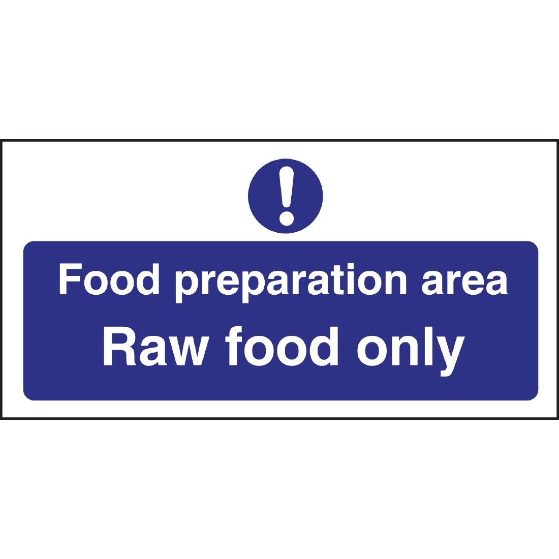 Vogue Food Preparation Area Raw Food Only Sign