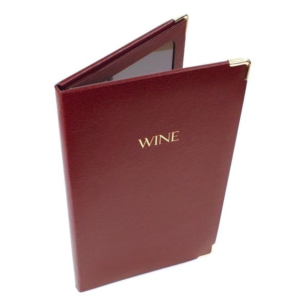 LEATHER MENU HOLDER A4 SIZE RESTAURANT PUB HOTEL DISPLAY SIGN TABLE TOP BURGUNDY 