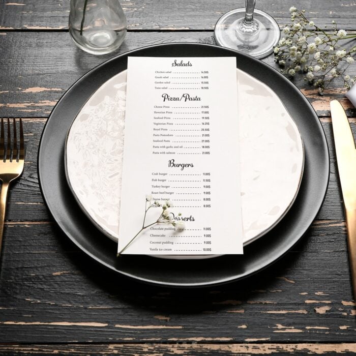 Printed Menu - Smart Hospitality Supplies