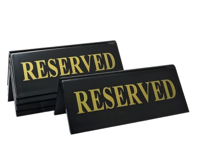 Black Table Signs Range - Reserved - Smart Hospitality Supplies