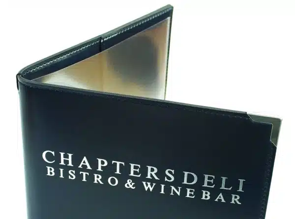 guest information folder stitched hide navy