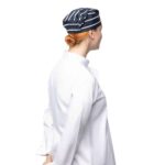 Whites Chefs Skull Cap Blue and White Butchers Stripe