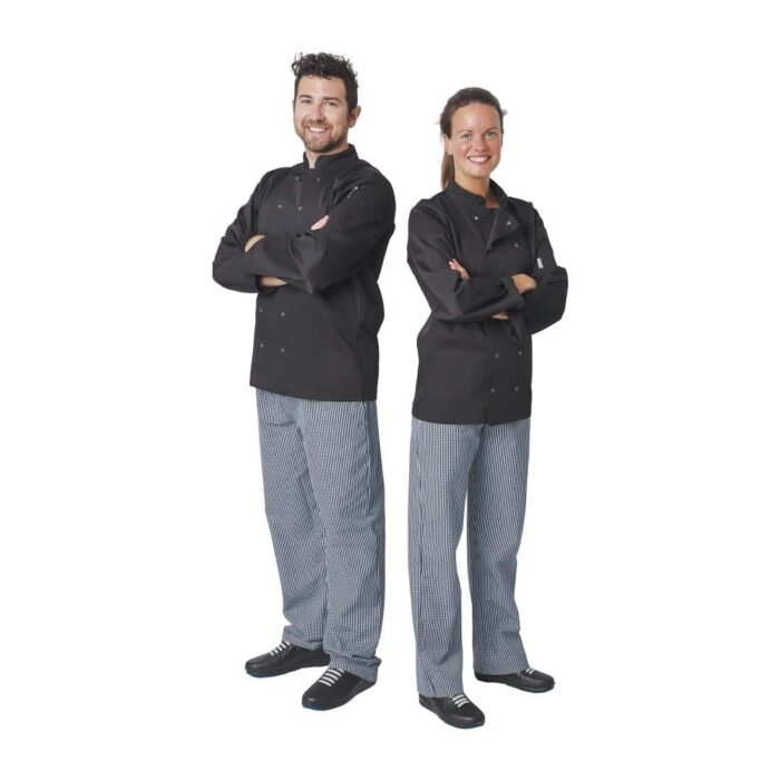 Whites Vegas Unisex Chefs Jacket Long Sleeve Black