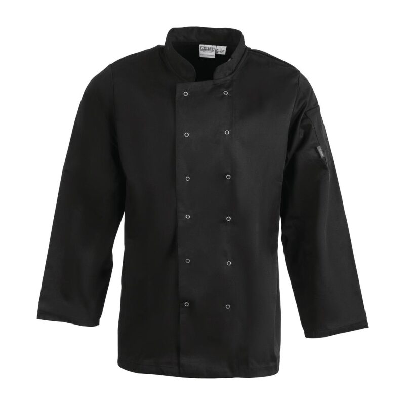 Whites Vegas Unisex Chefs Jacket Long Sleeve Black