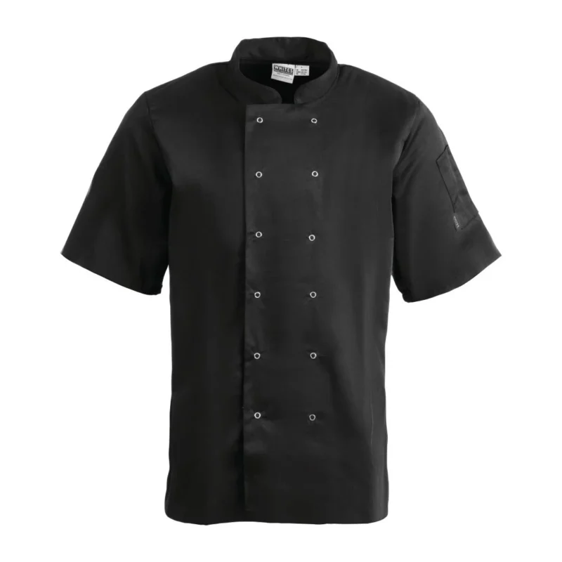 Whites Vegas Unisex Black Short Sleeve Chef Jacket