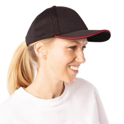 Chef Works Cool Vent Baseball Cap Black with Red