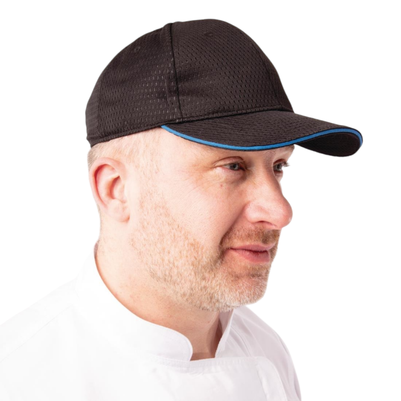 Chef Works Cool Vent Baseball Cap Black with Blue