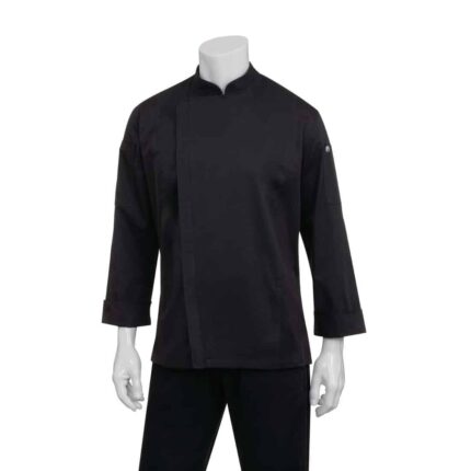 Chef Works Hartford Lightweight Zipper Black Unisex Chef Jacket