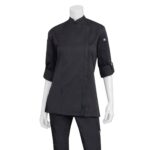 Chef Works Black Hartford Lightweight Zip Womens Chef Jacket