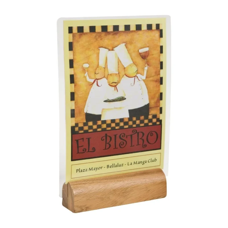 Rounded Acacia Wood Menu Holder - CF849 - Smart Hospitality Supplies