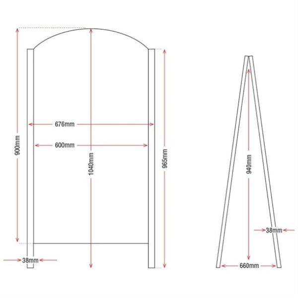 Olympia Metal Framed Pavement Board 1040 x 600mm - A Boards & Pavement Signs - size drawing