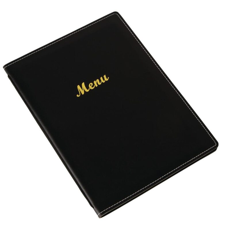 Olympia Faux Leather Menu Cover A4 Black