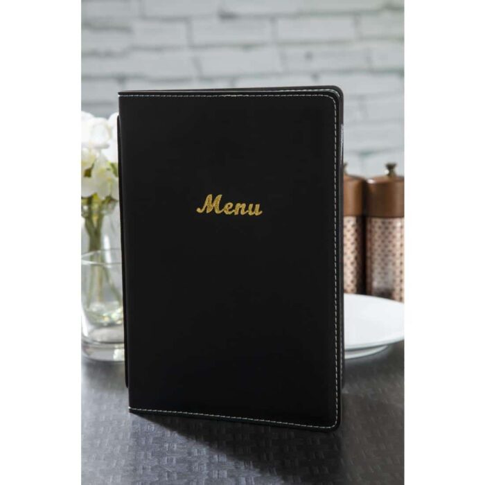 Olympia Faux Leather Menu Cover A5 Black