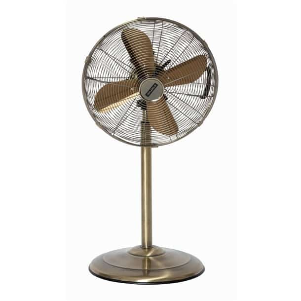 16" Oscillating Antique Brass Standing Fan - Electrical