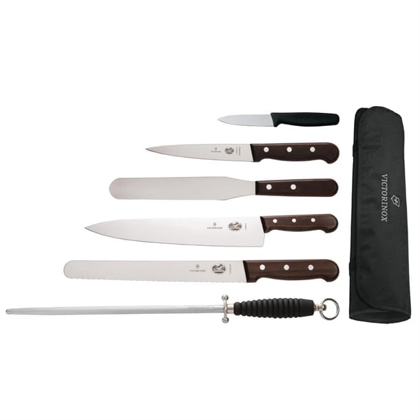 Victorinox 6-Piece Rosewood Knife Set with 25cm Chef Knife & Wallet