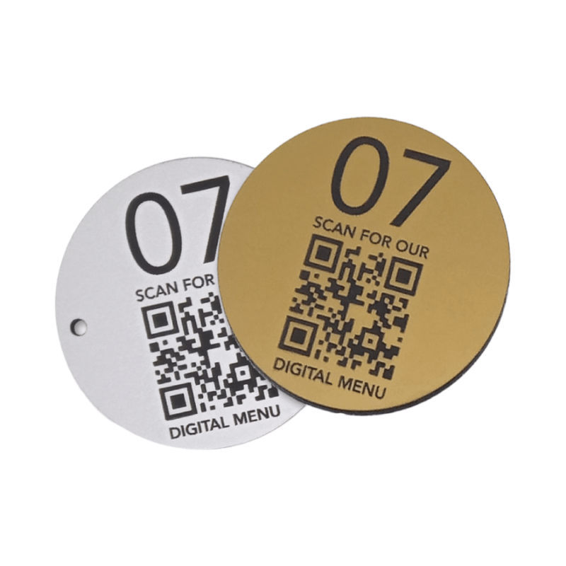 Engraved 60mm QR Code/Table Number Disc - Smart Hospitality Supplies