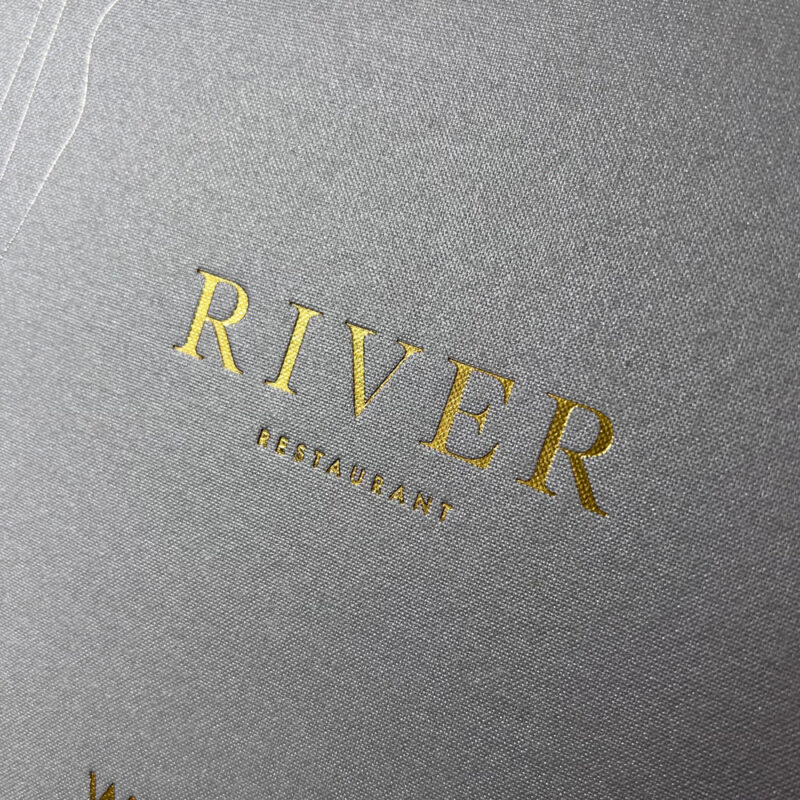 Buckram Menu Cover Gold and Silver Foil