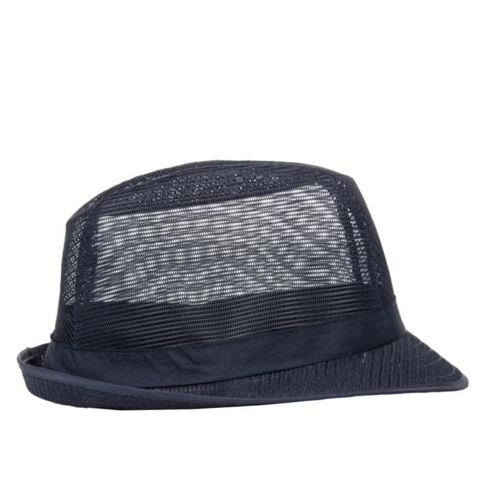 Trilby Hat with Net Snood Navy Blue