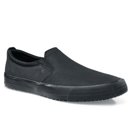 Shoes for Crews Mens Leather Slip On Black