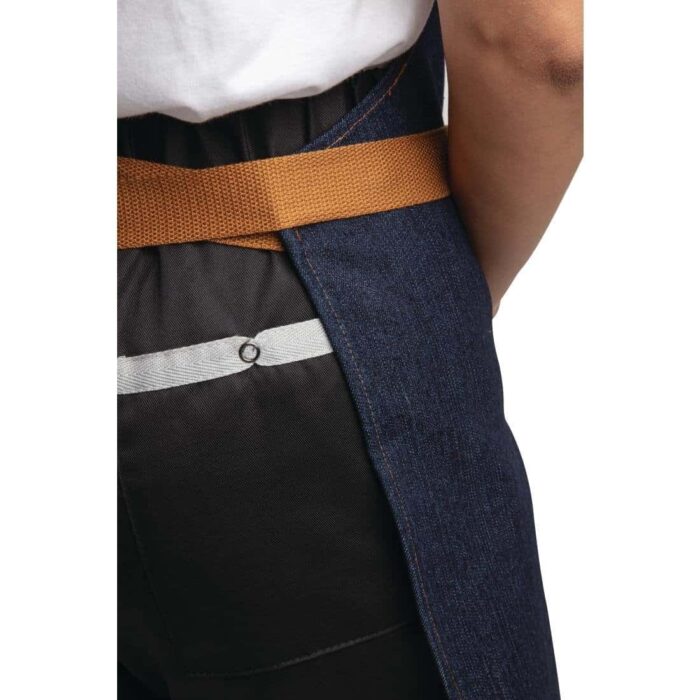 Southside Bistro Apron Denim-Blue With Tan Ties