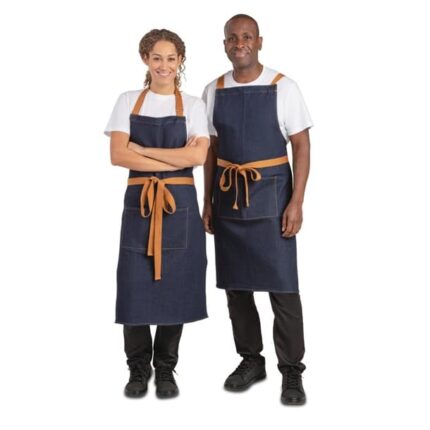 Southside Bistro Apron Denim-Blue With Tan Ties