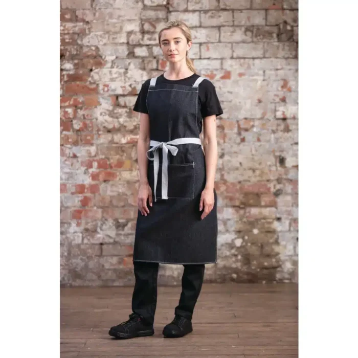 Southside X-Cross Back Bib Apron Denim Black