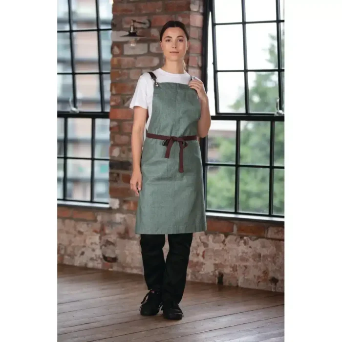 Southside Linen Blend Bib Apron Forest Green