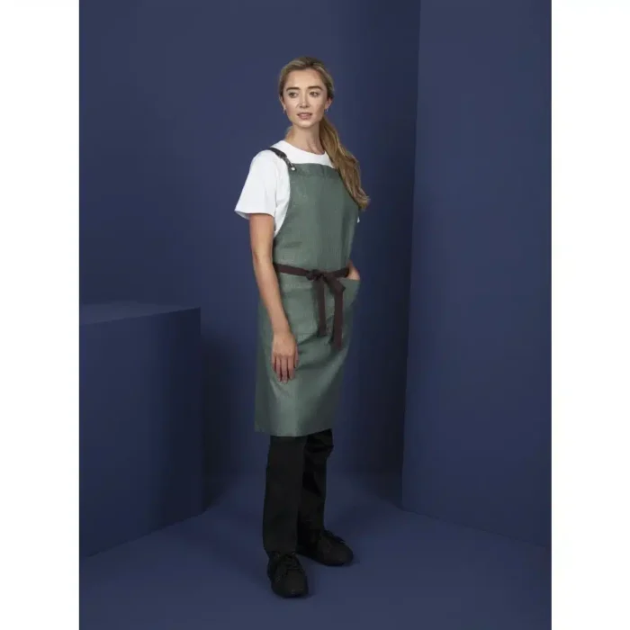 Southside Linen Blend Bib Apron Forest Green