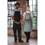 Southside Linen Blend Bib Apron Forest Green