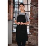 Southside Linen Blend Bib Apron Black