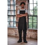 Southside Linen Blend Bib Apron Black