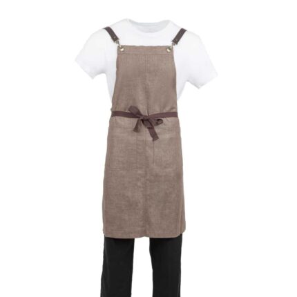 Southside Linen Blend Bib Apron Chocolate