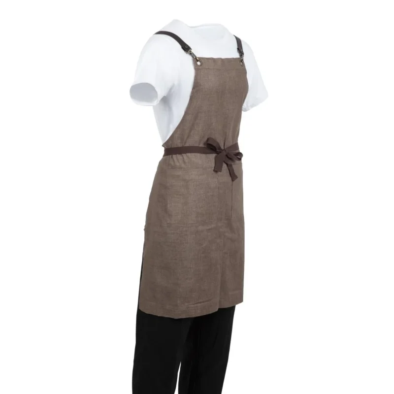 Southside Linen Blend Bib Apron Chocolate