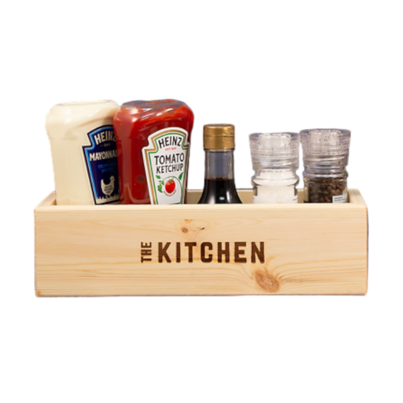 Natural Wood Tabletop Condiment Holder