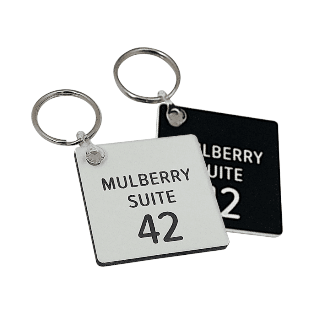 Square Shaped Engraved Hotel Key Tags Smart Hospitality Supplies