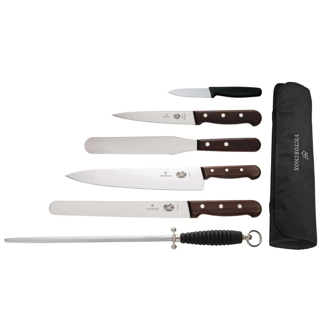 Victorinox 6 Piece Rosewood Knife Set with 25cm Chefs Knife with Wallet by Victorinox S189