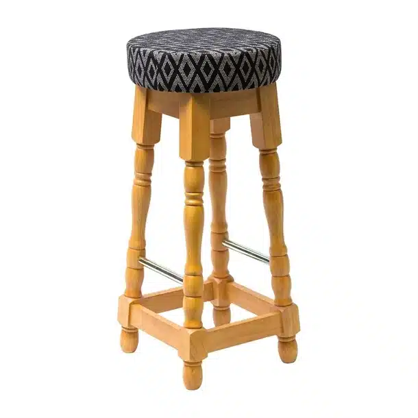 Classic Soft Oak High Bar Stool with Black Diamond Seat