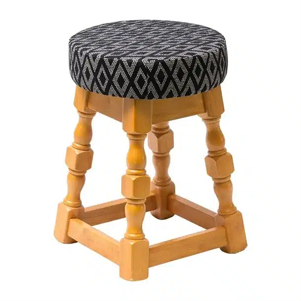 Classic Soft Oak Low Bar Stool with Black Diamond Seat