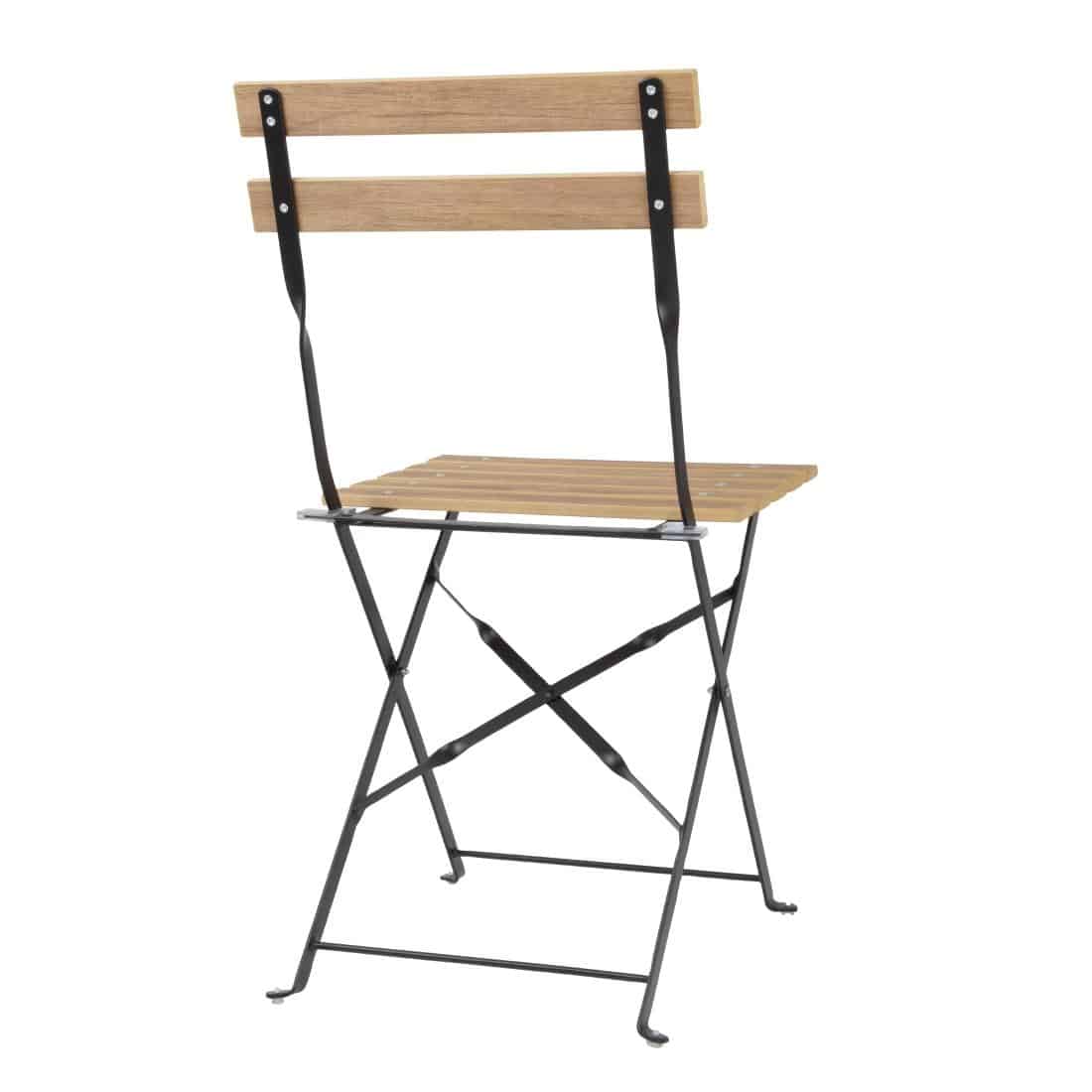 Bolero Perth Pavement Style Folding Chairs Wood Effect Pack of 2