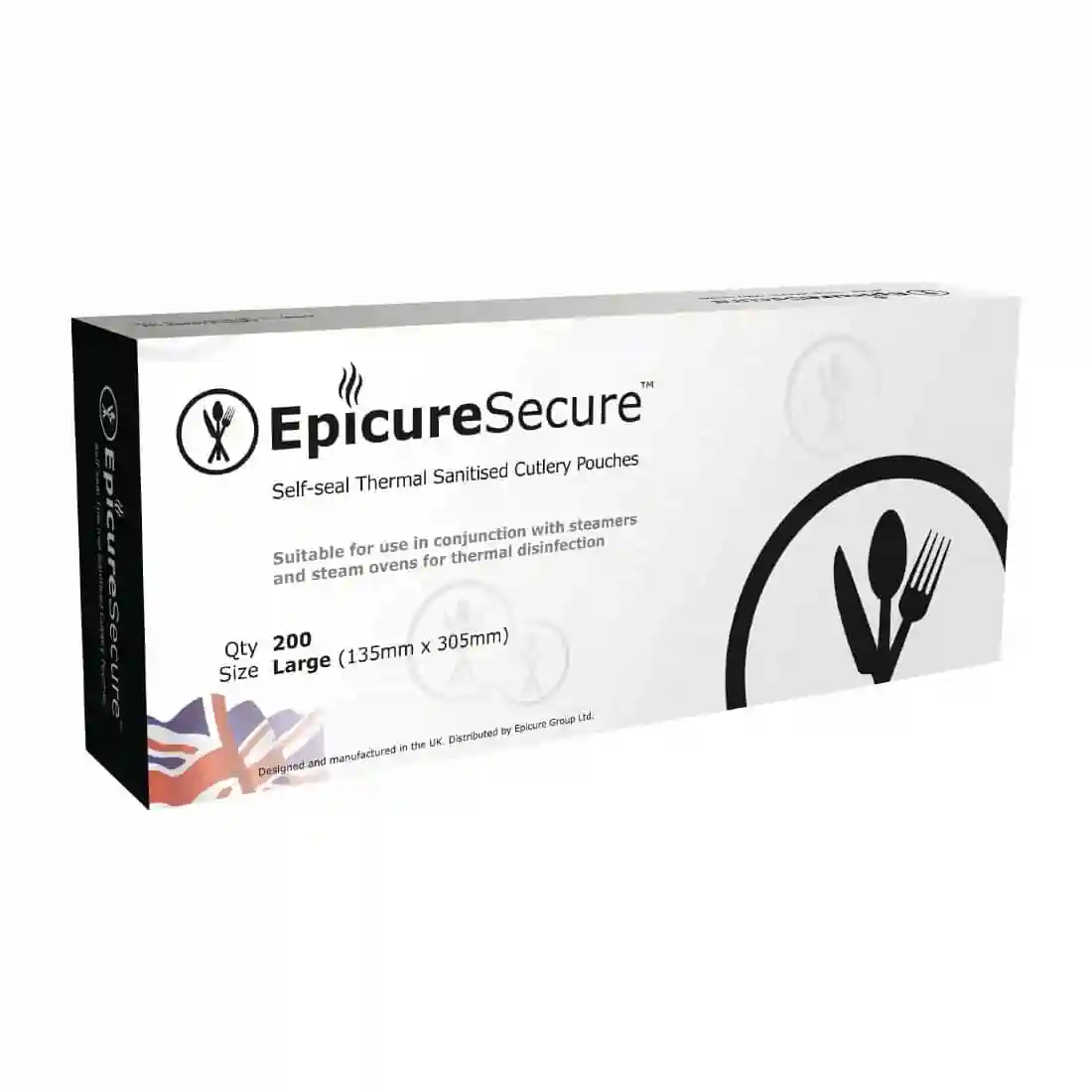 EpicureSecure Sealable Thermal Sanitised Cutlery Pouches Large - Image 1