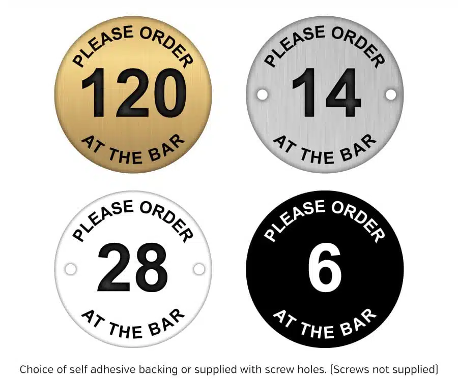 Order at the Bar Disc Table Number - Metal Effect - Image 2