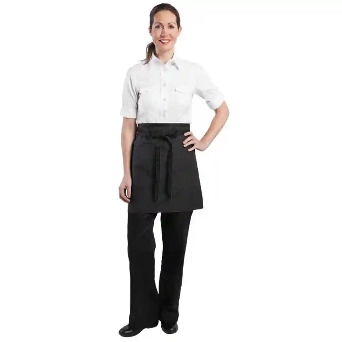 Chef Works Wide Half Waist Apron Pinstripe