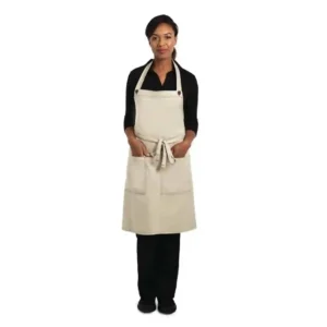 Chef Works Soho Bib Apron with Adjuster Button Neck Natural