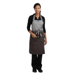 Chef Works Urban Soho Bib Apron with Contrast Block Charcoal Grey
