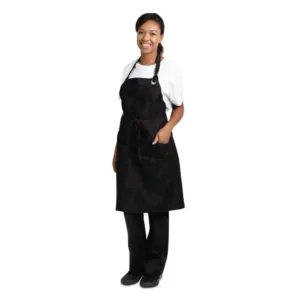 Chef Works Urban Corvallis Crosshatch Bib Apron Black and Burgundy