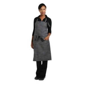 Chef Works Urban Corvallis Crosshatch Bib Apron Black and Steel Grey