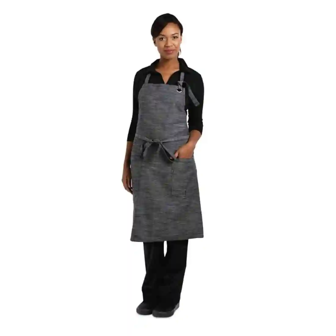 Chef Works Urban Corvallis Crosshatch Bib Apron Black and Steel Grey